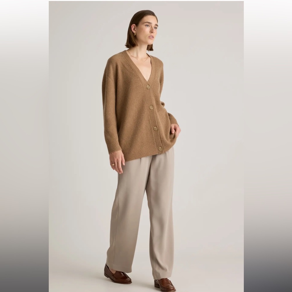 QUINCE Mongolian Cashmere Oversized Boyfriend Cardigan Sweater Size S